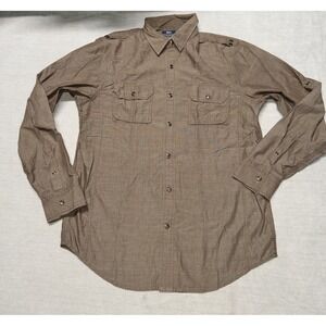 American Rag Mens S Button Up Shirt Long Sleeve Solid Brown Pearl Snap Solid